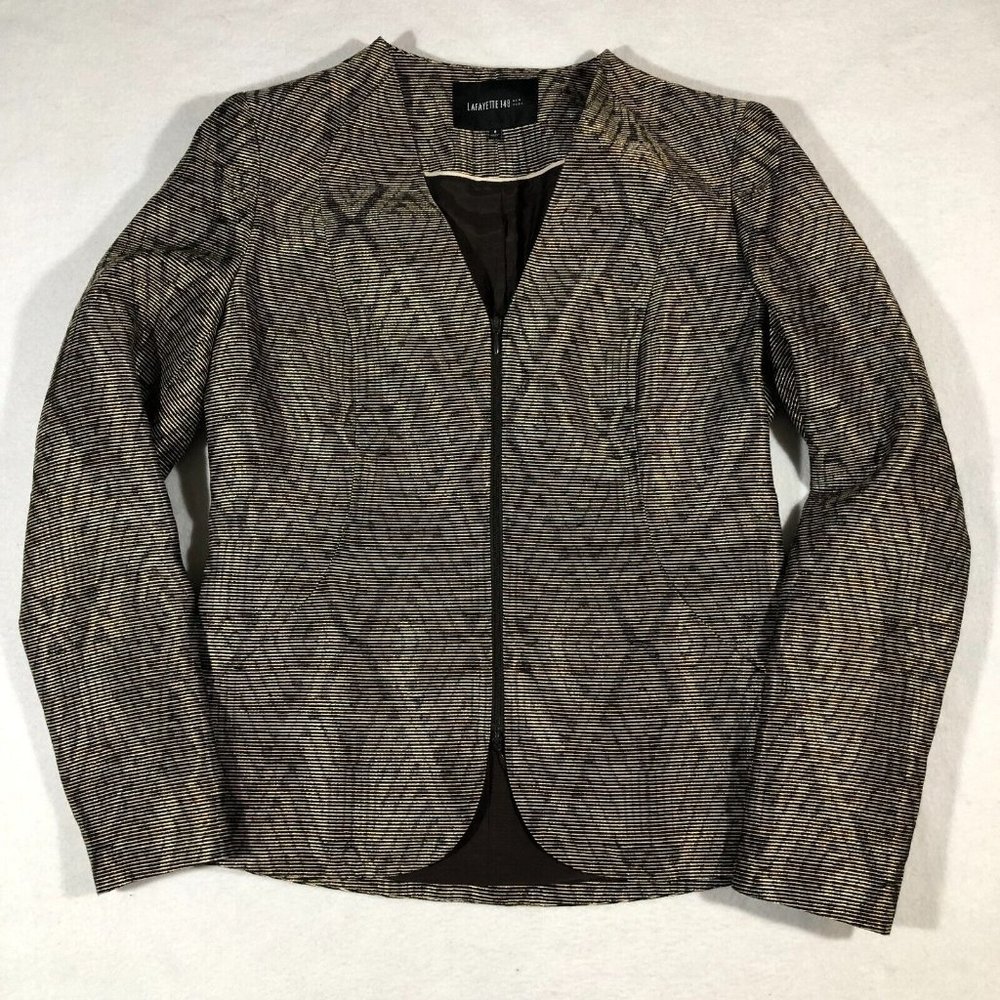 Lafayette 148 Womens 8 Metallic Geometric Print Jacket Evening Dressy
